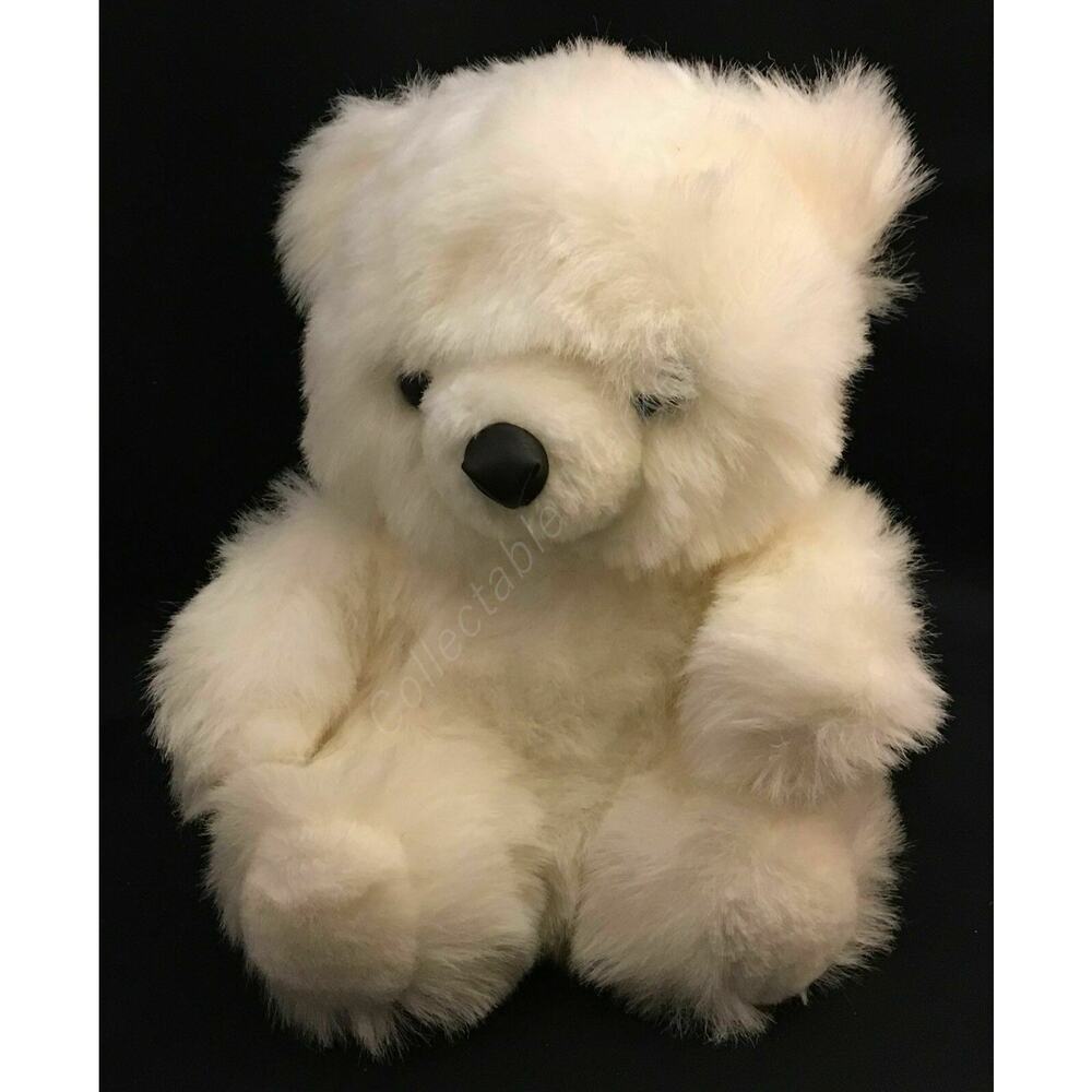 Vintage Kids of America 10" Sitting White Fluffy Teddy Bear Plush